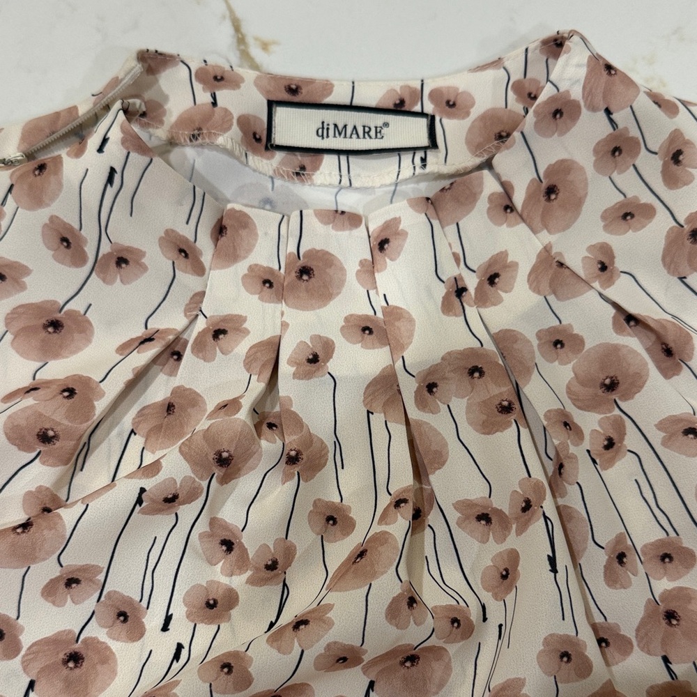Floral Blouse - Cream and Pink